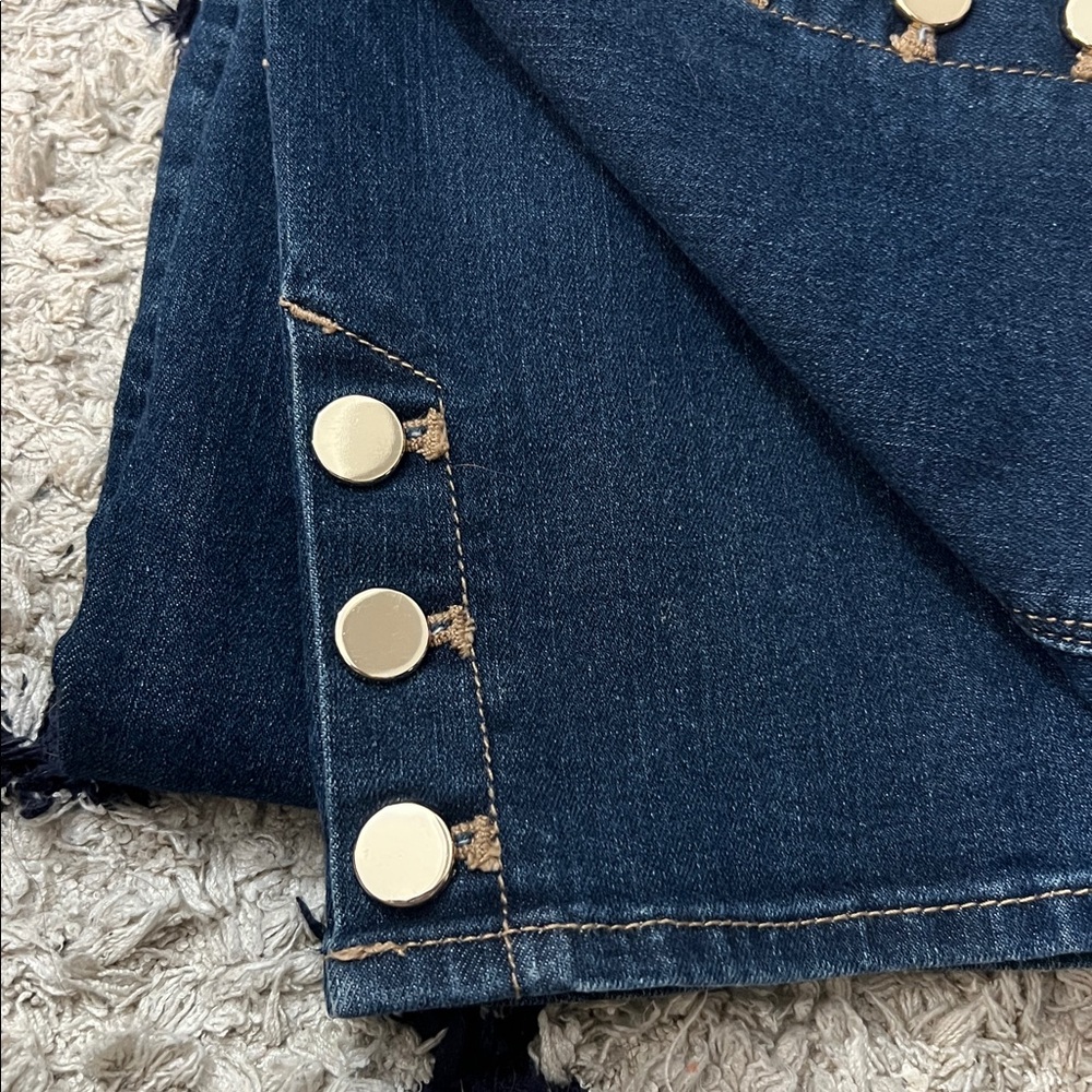 White House Black Market Dark Indigo Cropped Button-Hem Jeans - Picture 5 of 6